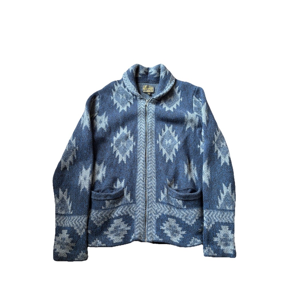 Lucky Brand Men's Blue Southwestern Aztec Full Zip Heavy Cardigan Size L